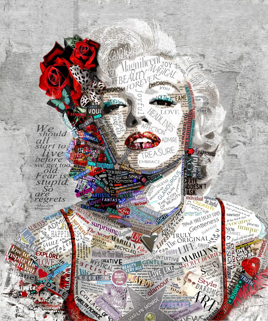 Portrait among fine letters — full design