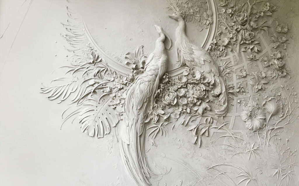 Birds in pale relief — full design