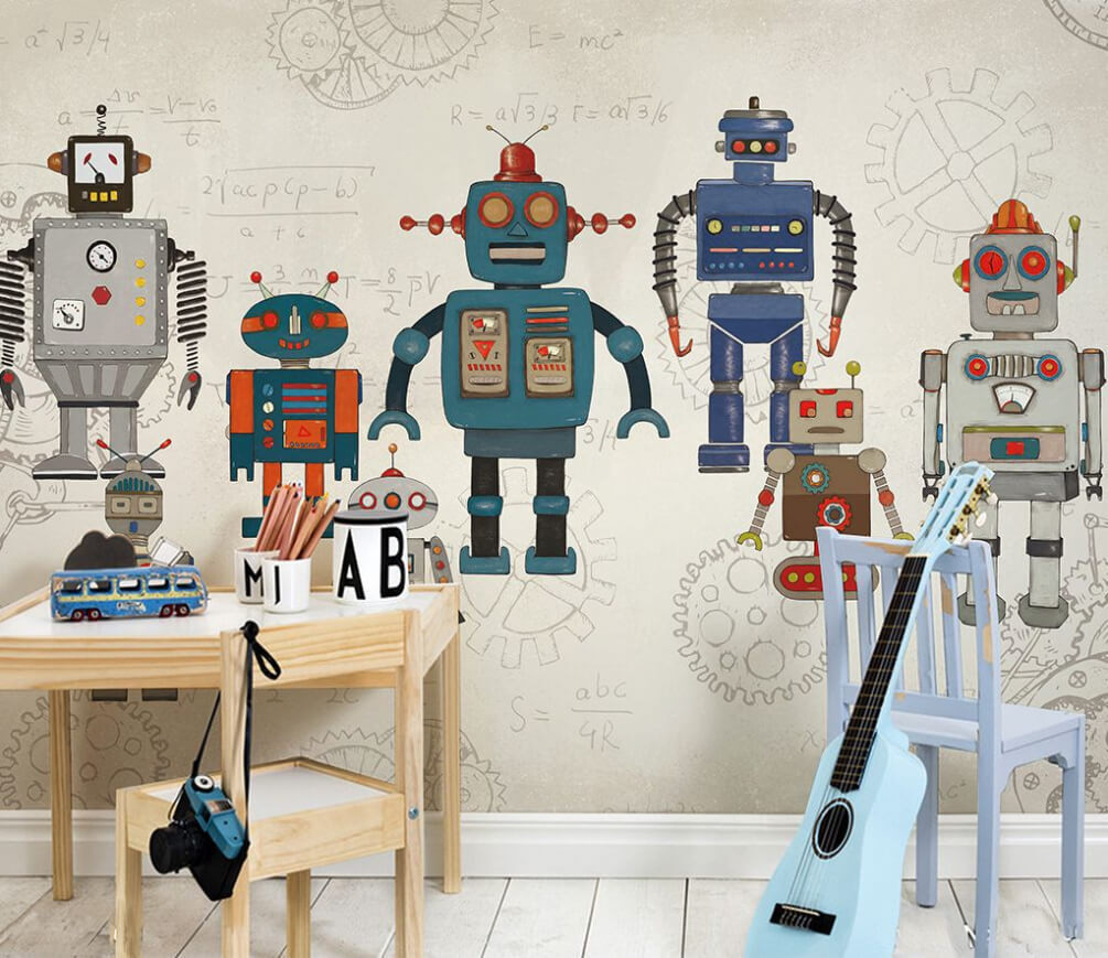 Robots on old blueprints — interior 1