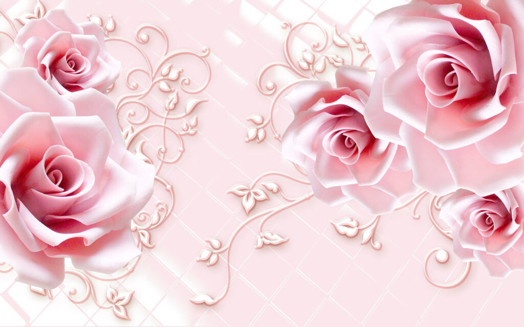Roses with curling ornaments — full design
