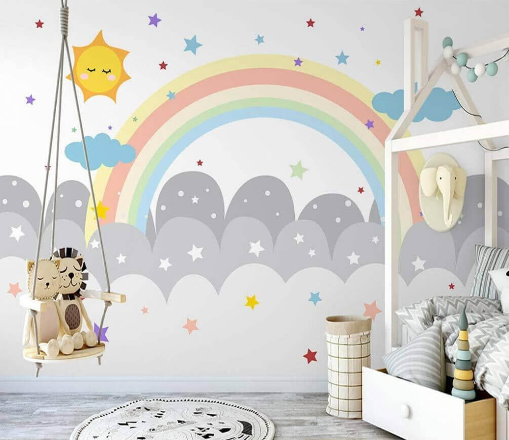 Rainbow above round clouds — interior 1