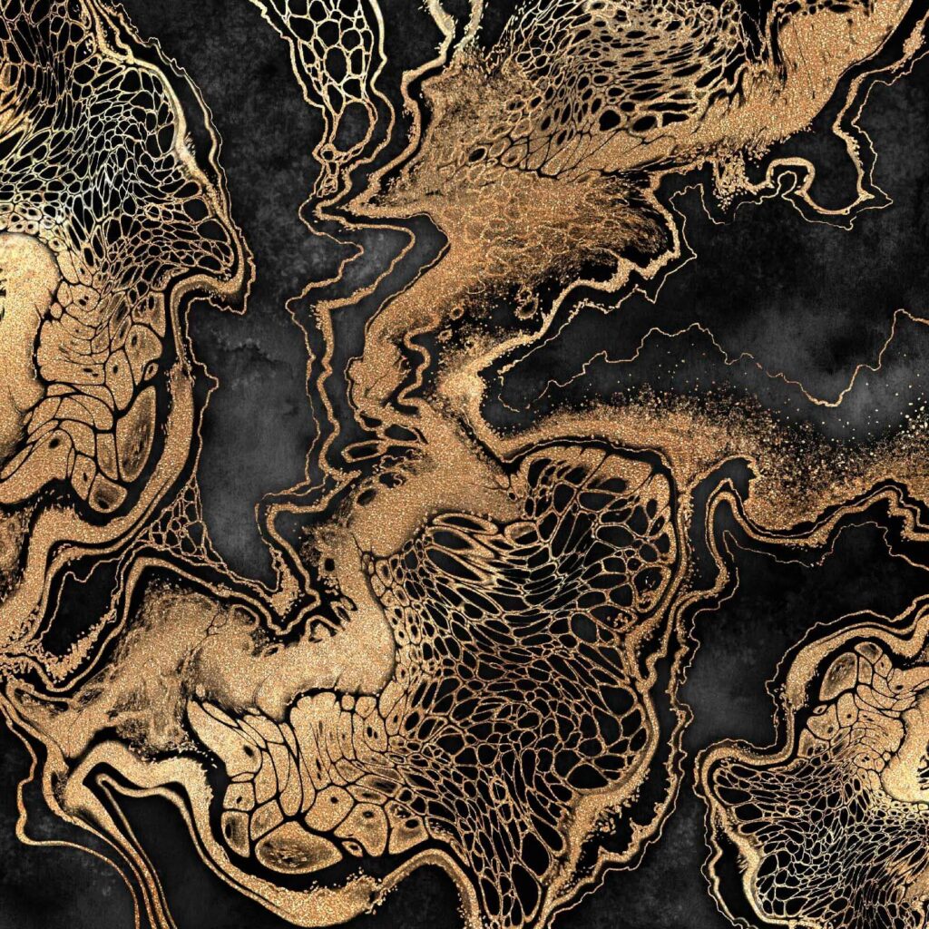 Golden lines through black — full design