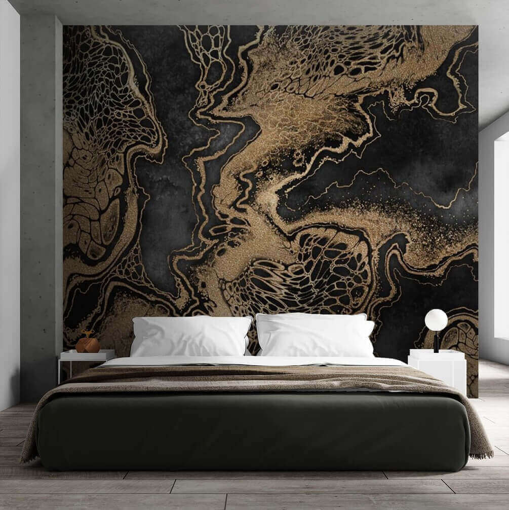 Golden lines through black — interior 1