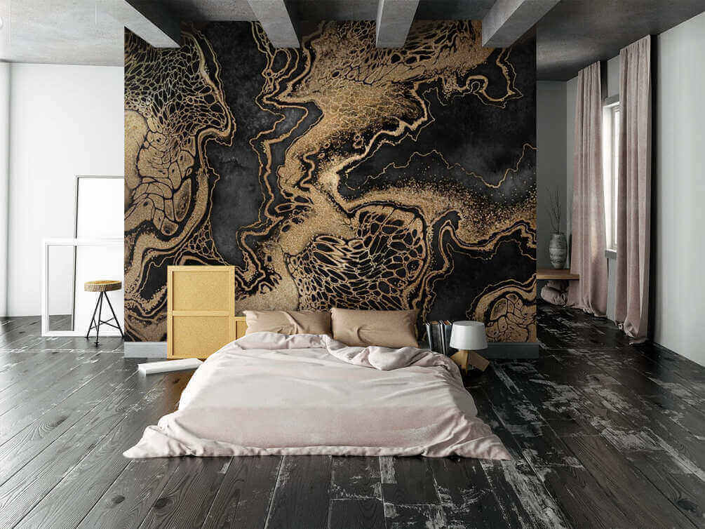 Golden lines through black — interior 2