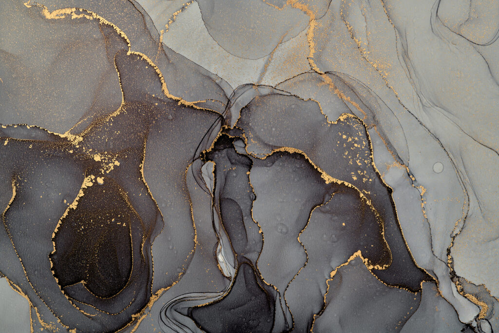 Deep grey, gold lines — full design
