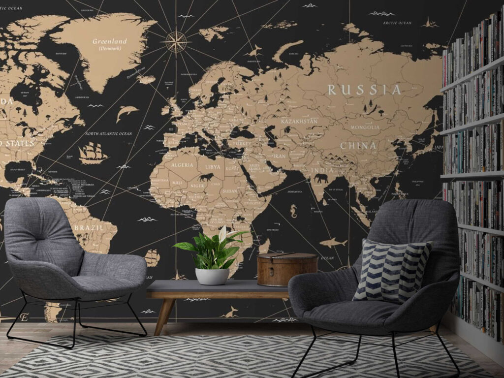 Sand-coloured world map — interior 2