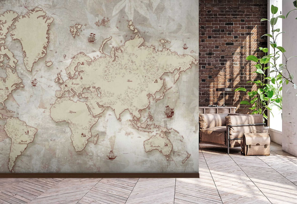 Weathered world map — interior 2