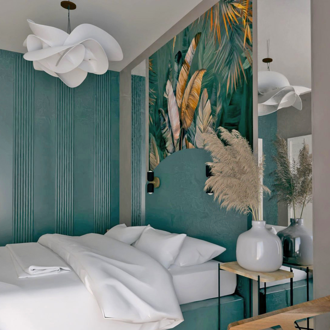 Tropical leaves and birds — interior 2