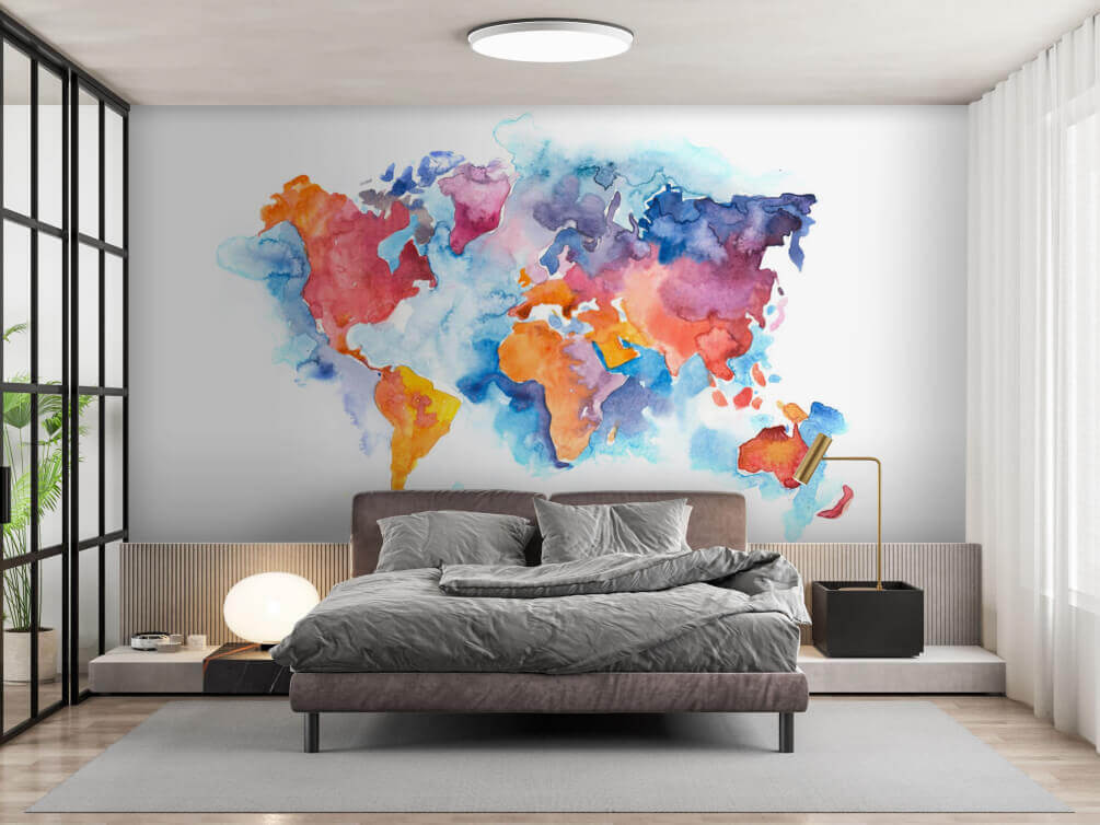 World map in watercolour — interior 1