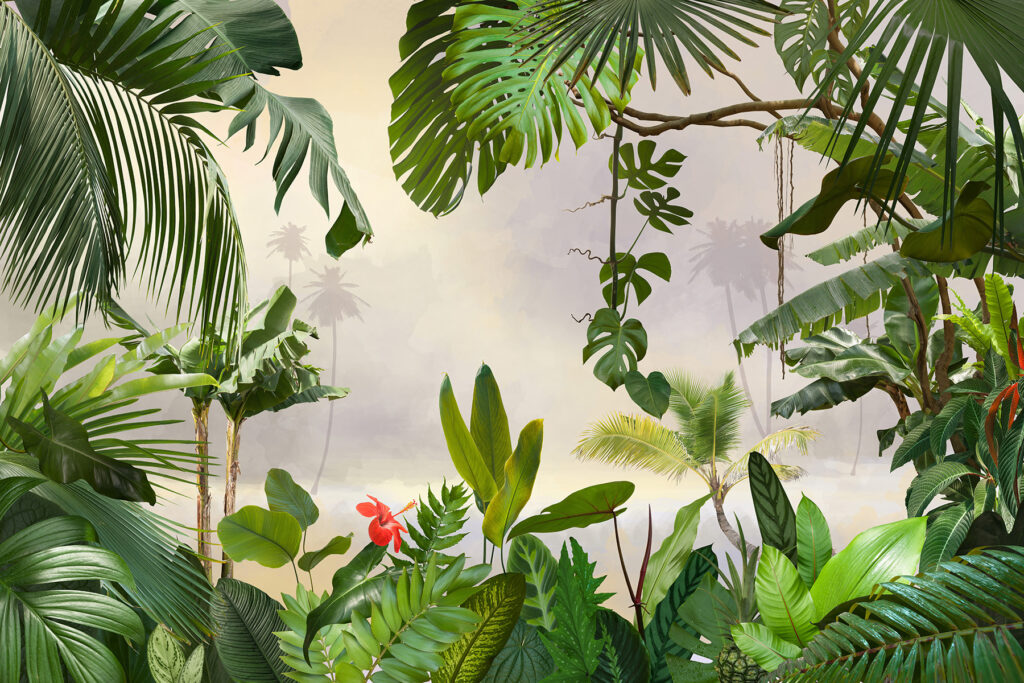 Jungle leaves, pale centre — full design