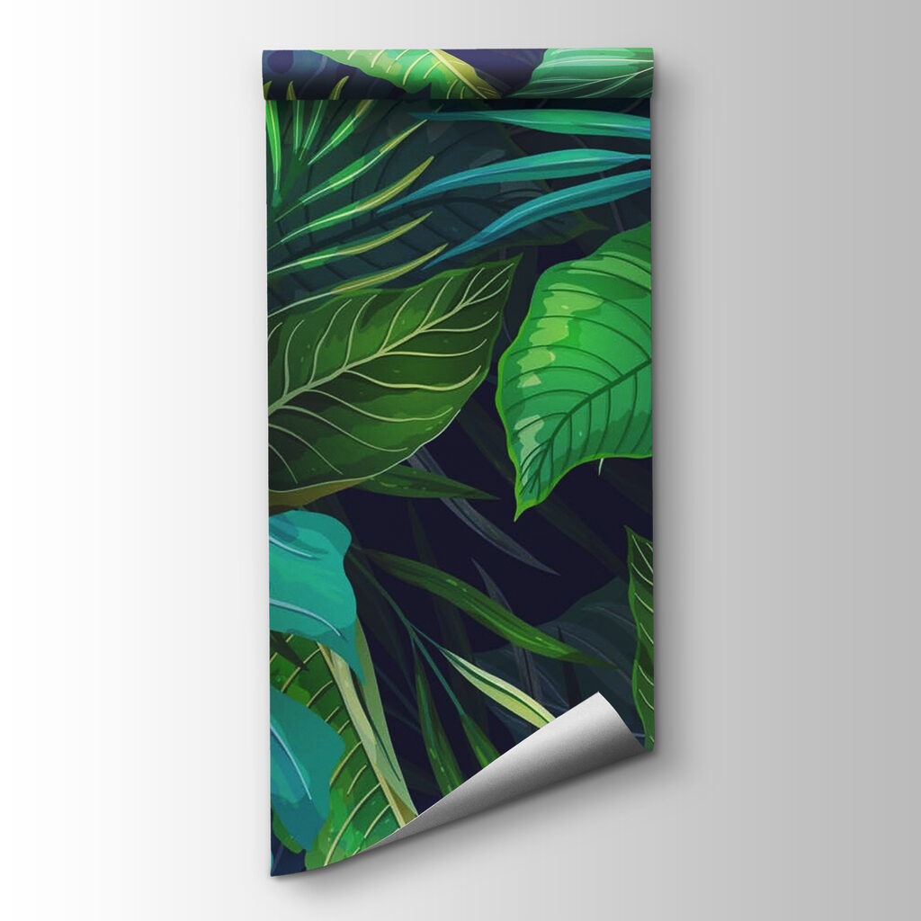 Tropical leaves, deep blue — product view