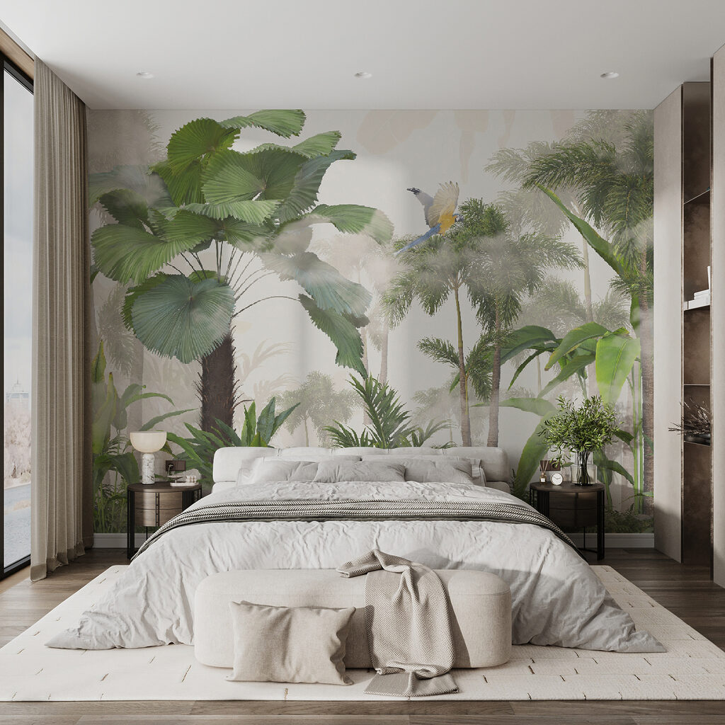 Green palms and birds — interior 4