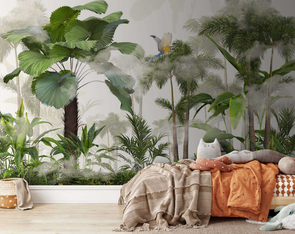 Green palms and birds — interior 3