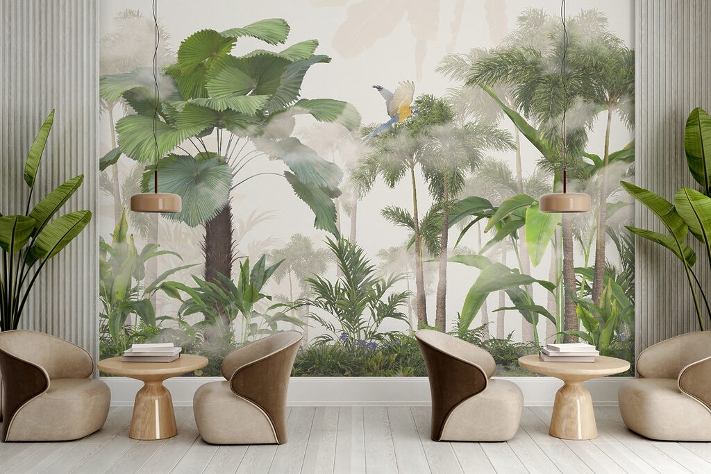Green palms and birds — interior 5