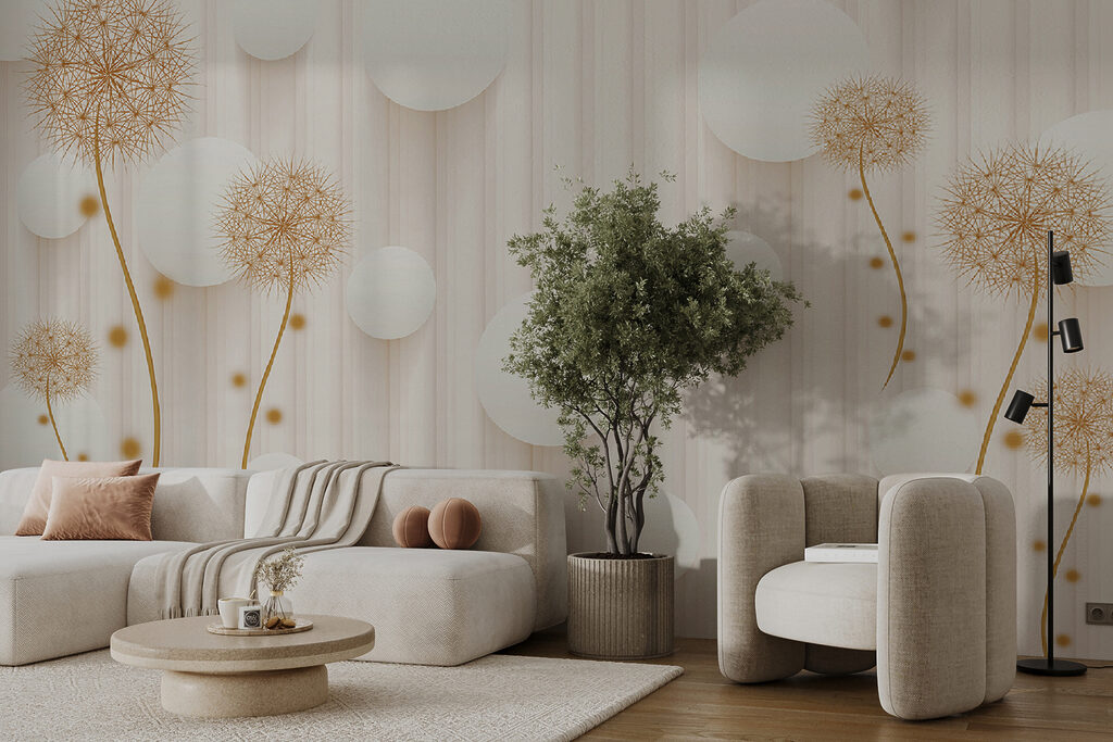 Round flowers, white circles — interior 11