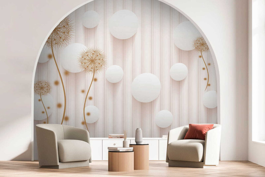 Round flowers, white circles — interior 1