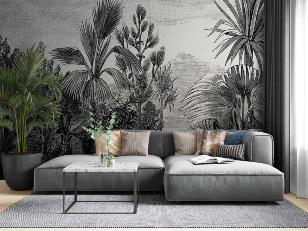 Tropical garden in grey — interior 1