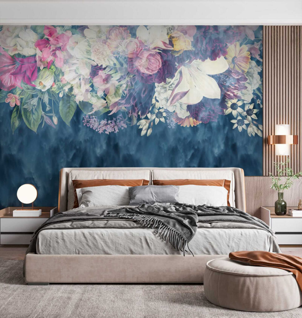 Flowers over blue strokes — interior 4