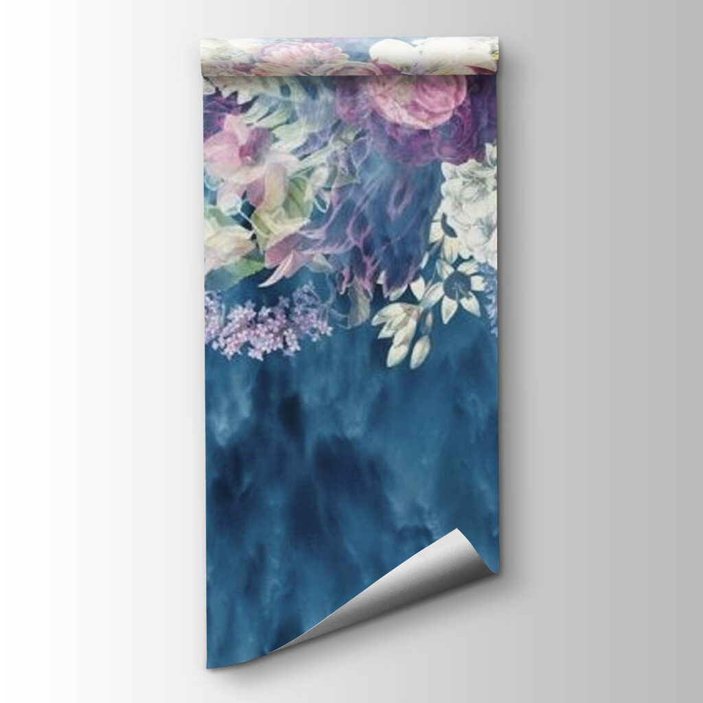 Flowers over blue strokes — product view