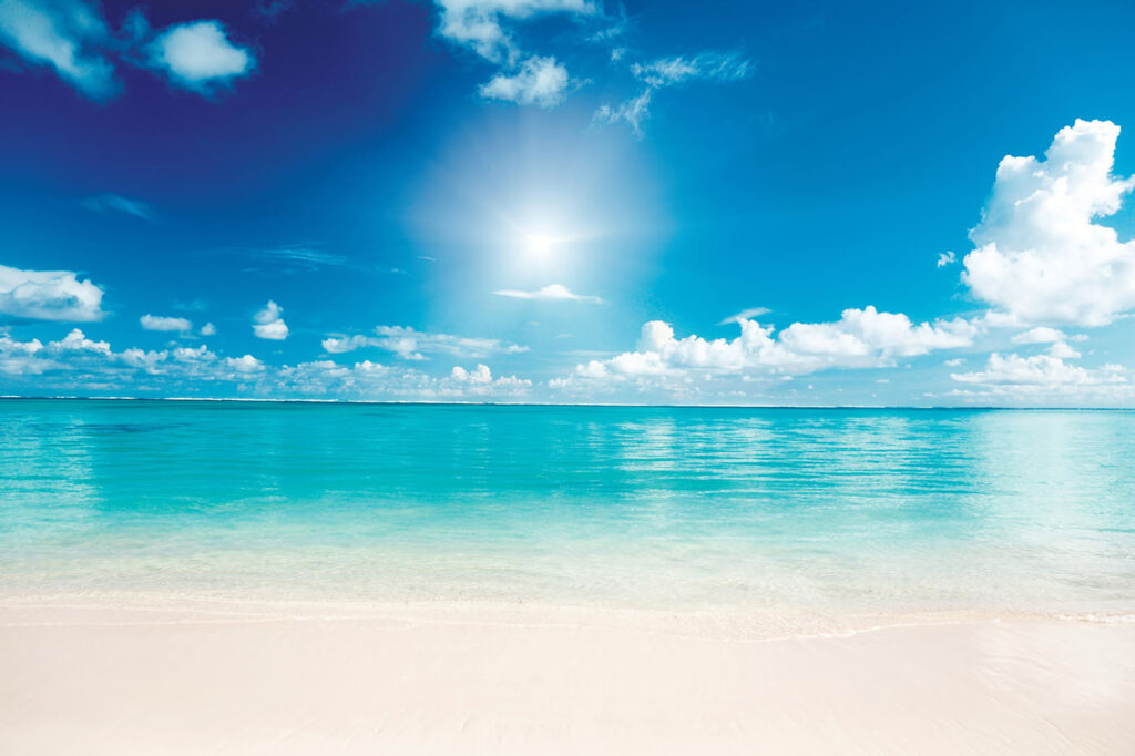 Turquoise sea under sun — full design