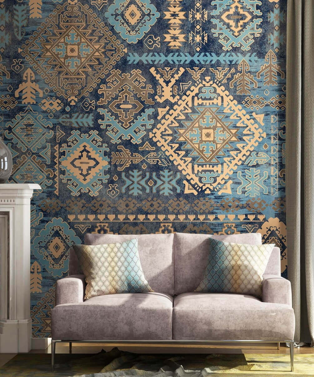 Turquoise diamond pattern — interior 1
