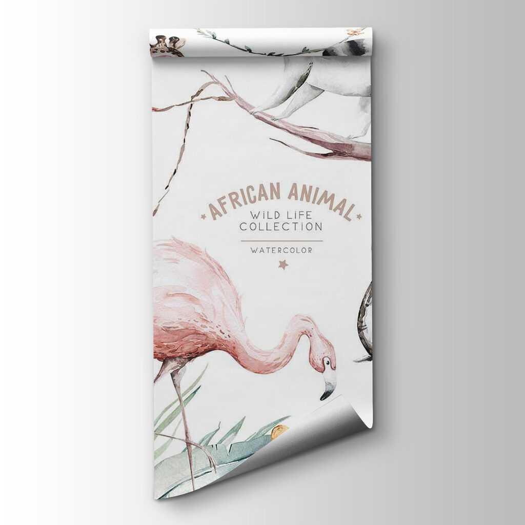Giraffe, elephant and birds — product view
