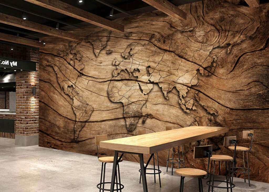 World in Woodgrain in an interior
