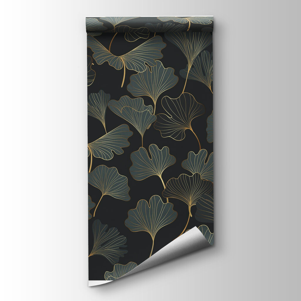 Ginkgo leaves, golden lines — product view