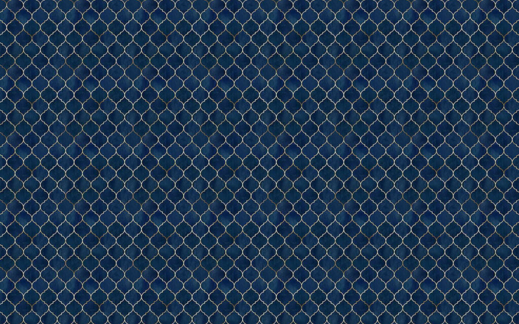 Golden diamonds on blue — full design
