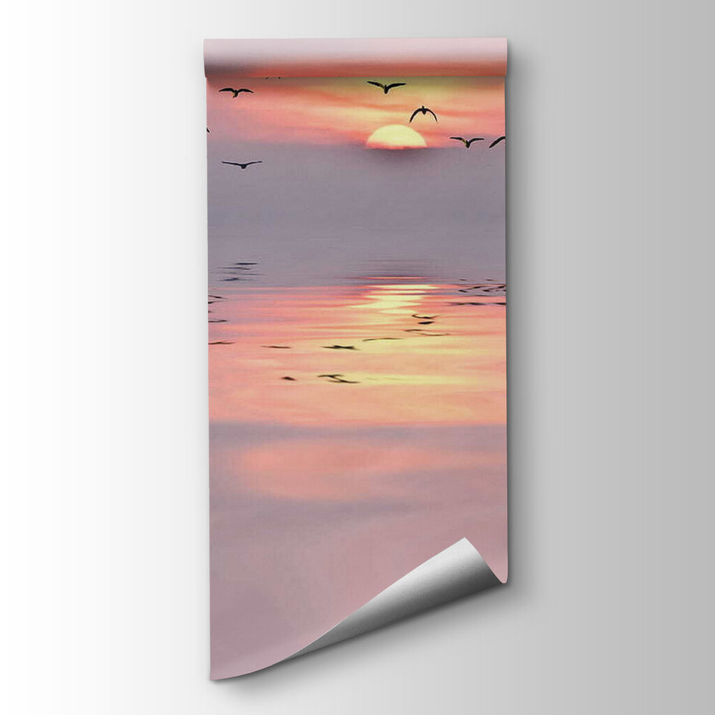 Birds over pink water — product view