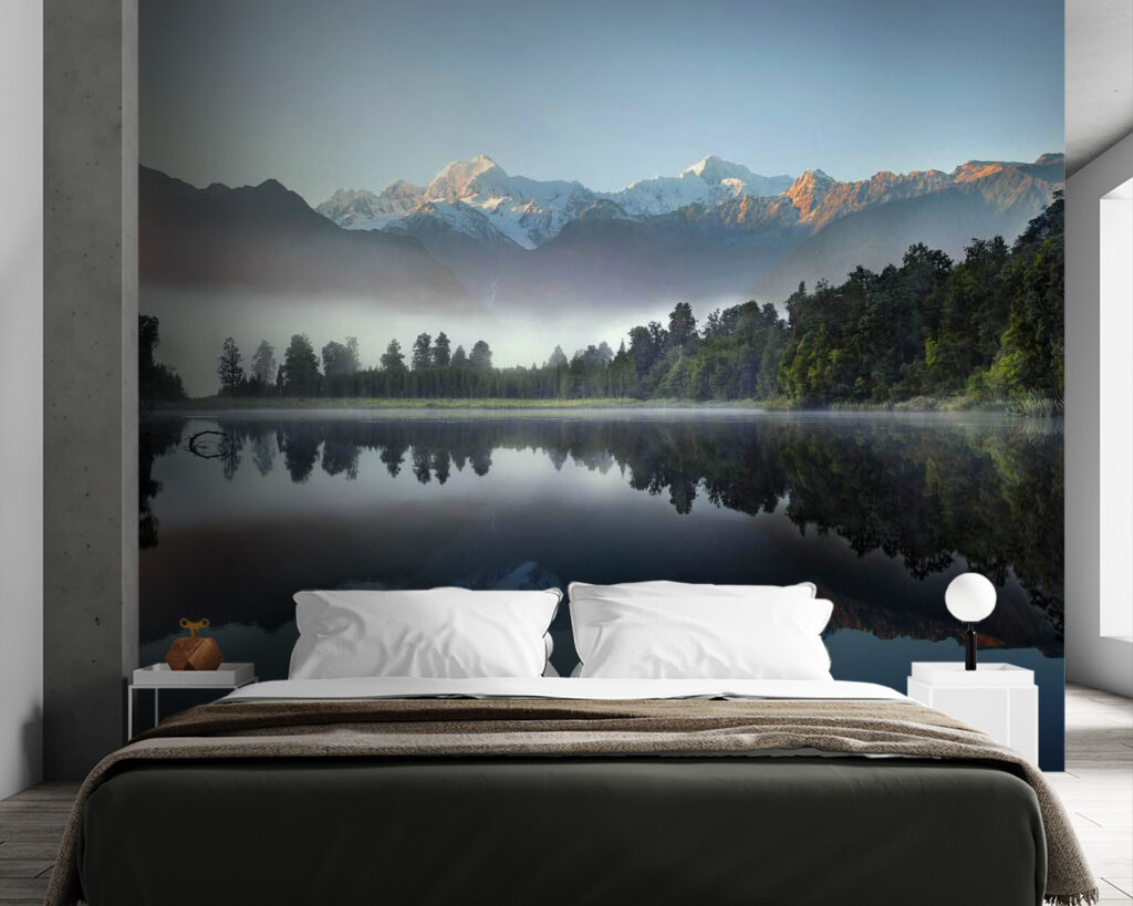 Forest lake and mountains — interior 1