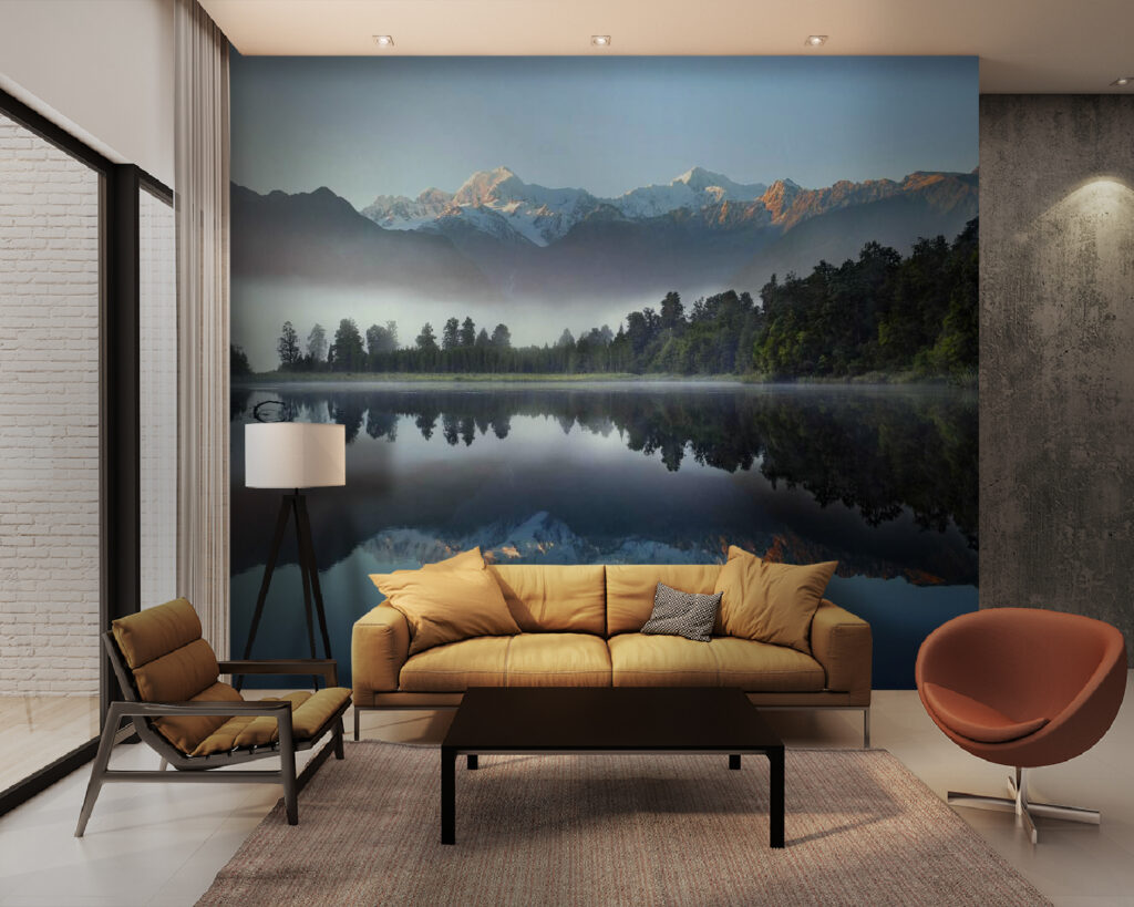 Forest lake and mountains — interior 2