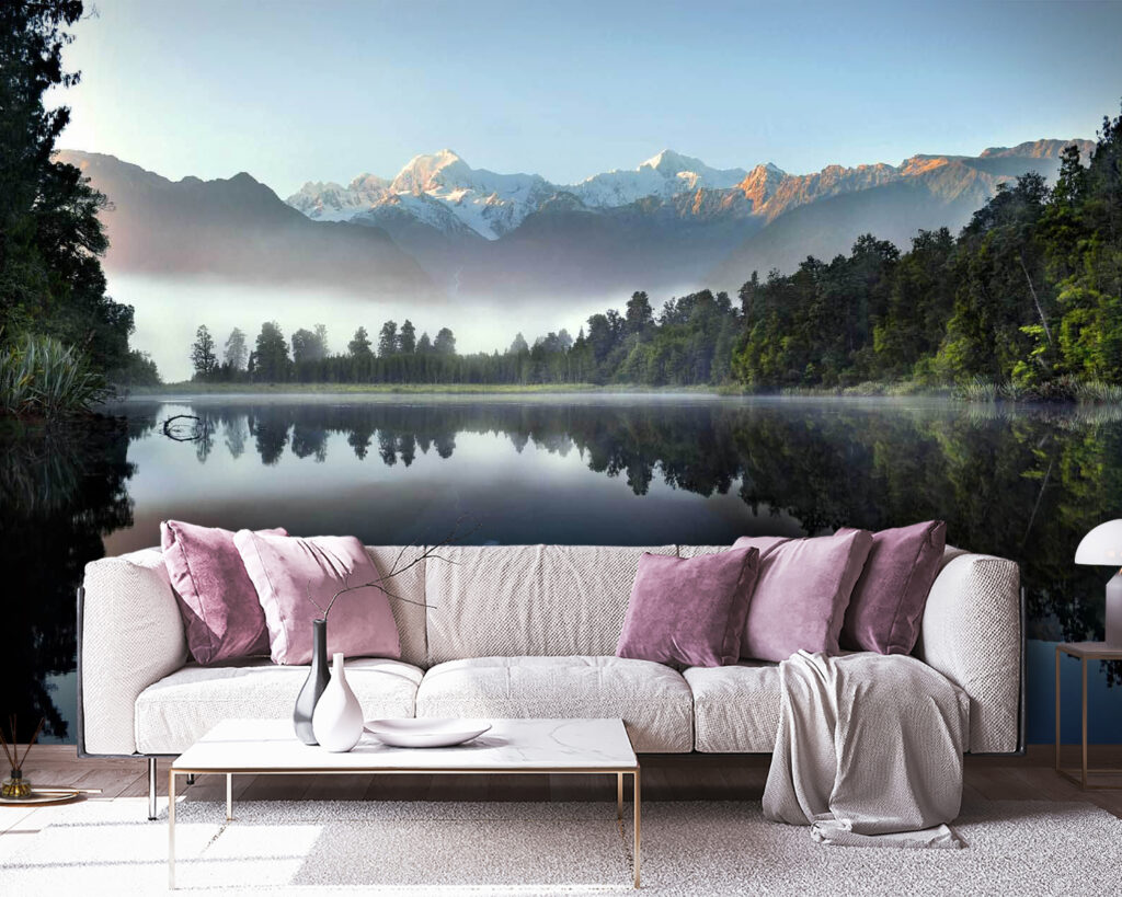 Forest lake and mountains — interior 3
