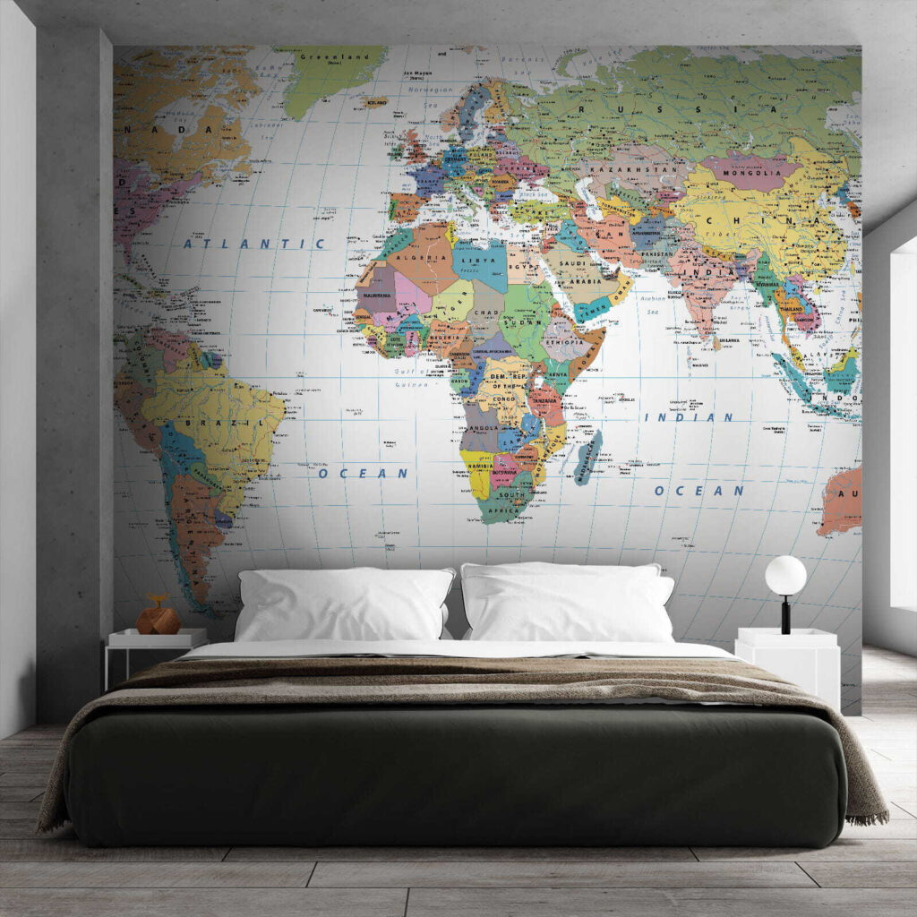 World map, latitude lines — interior 2