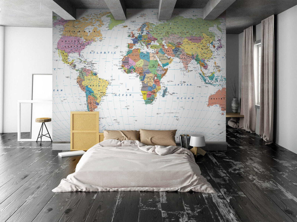 World map, latitude lines — interior 1