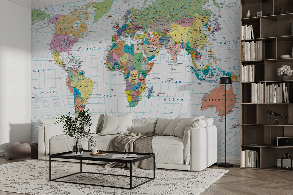 World map, latitude lines — interior 5