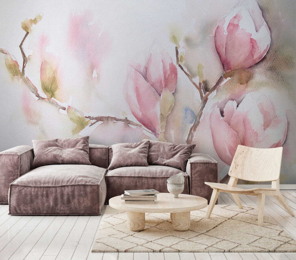 Pink magnolia in watercolour — interior 1