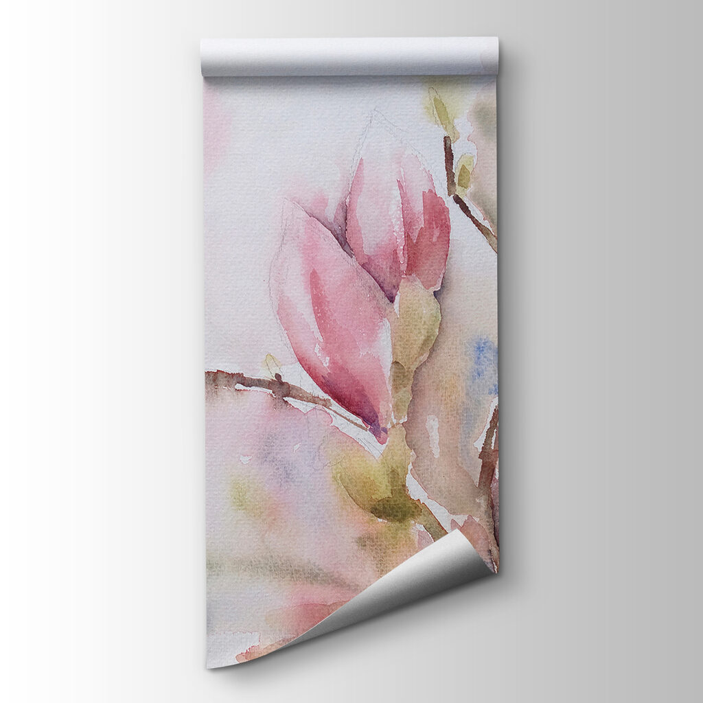 Pink magnolia in watercolour — product view