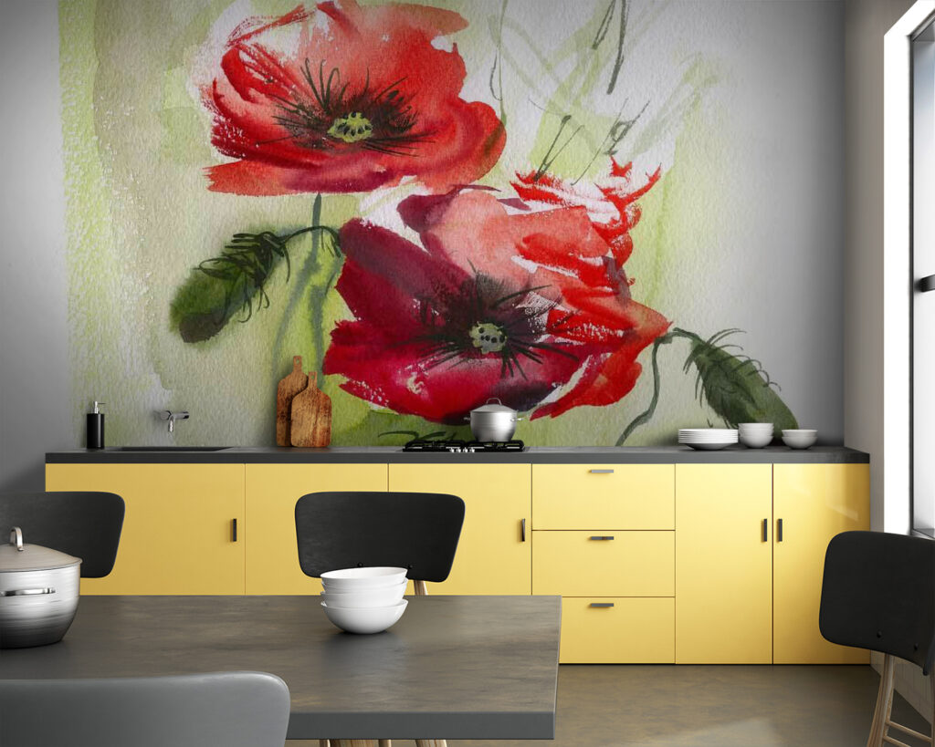 Two poppies in brushstrokes — interior 1