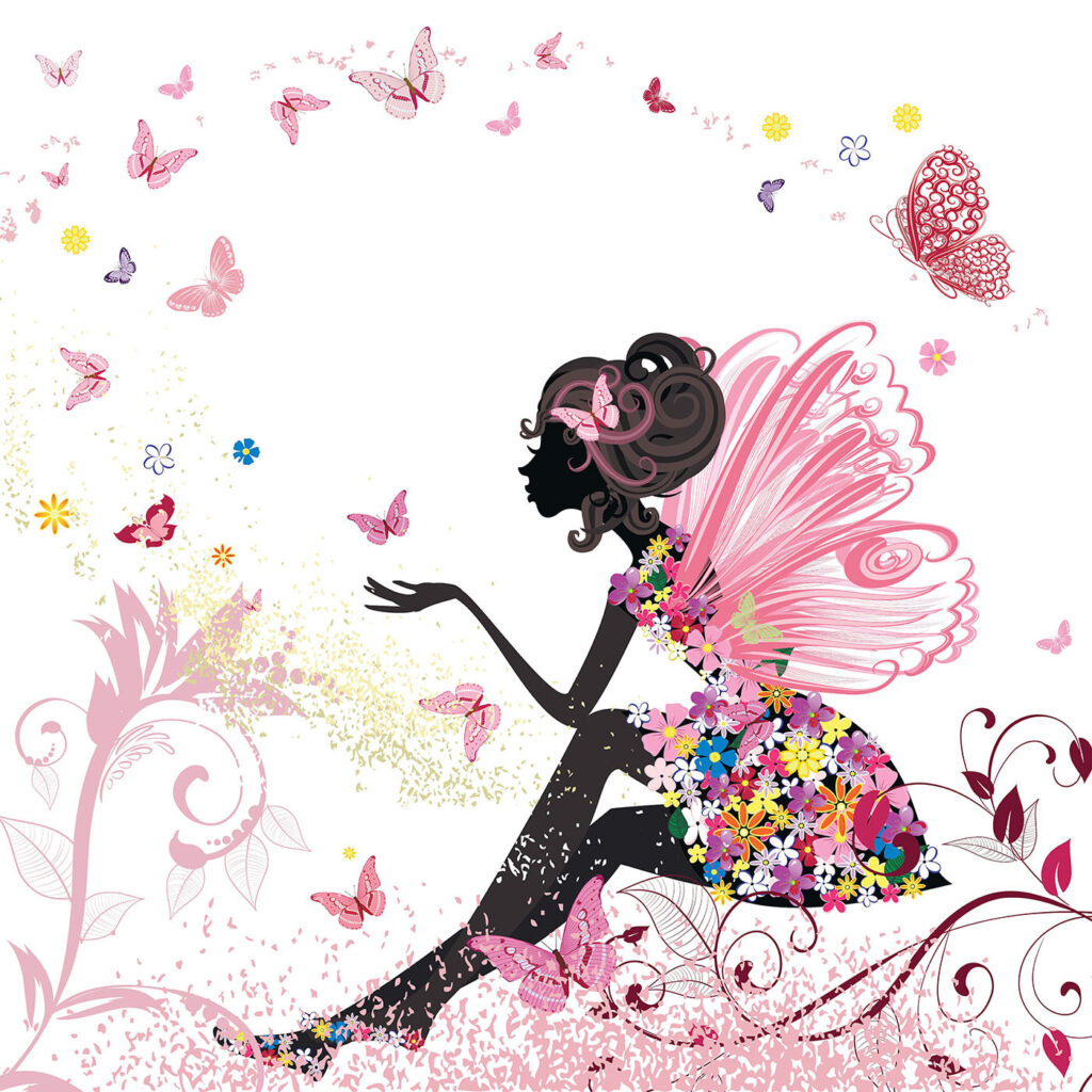 Fairy among flowers — full design