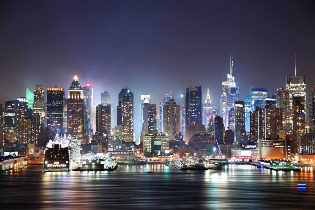 Evening city lights — full design