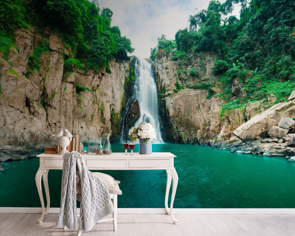Waterfall in rocky gorge — interior 1