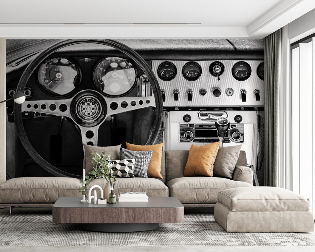 Black and white dashboard — interior 1