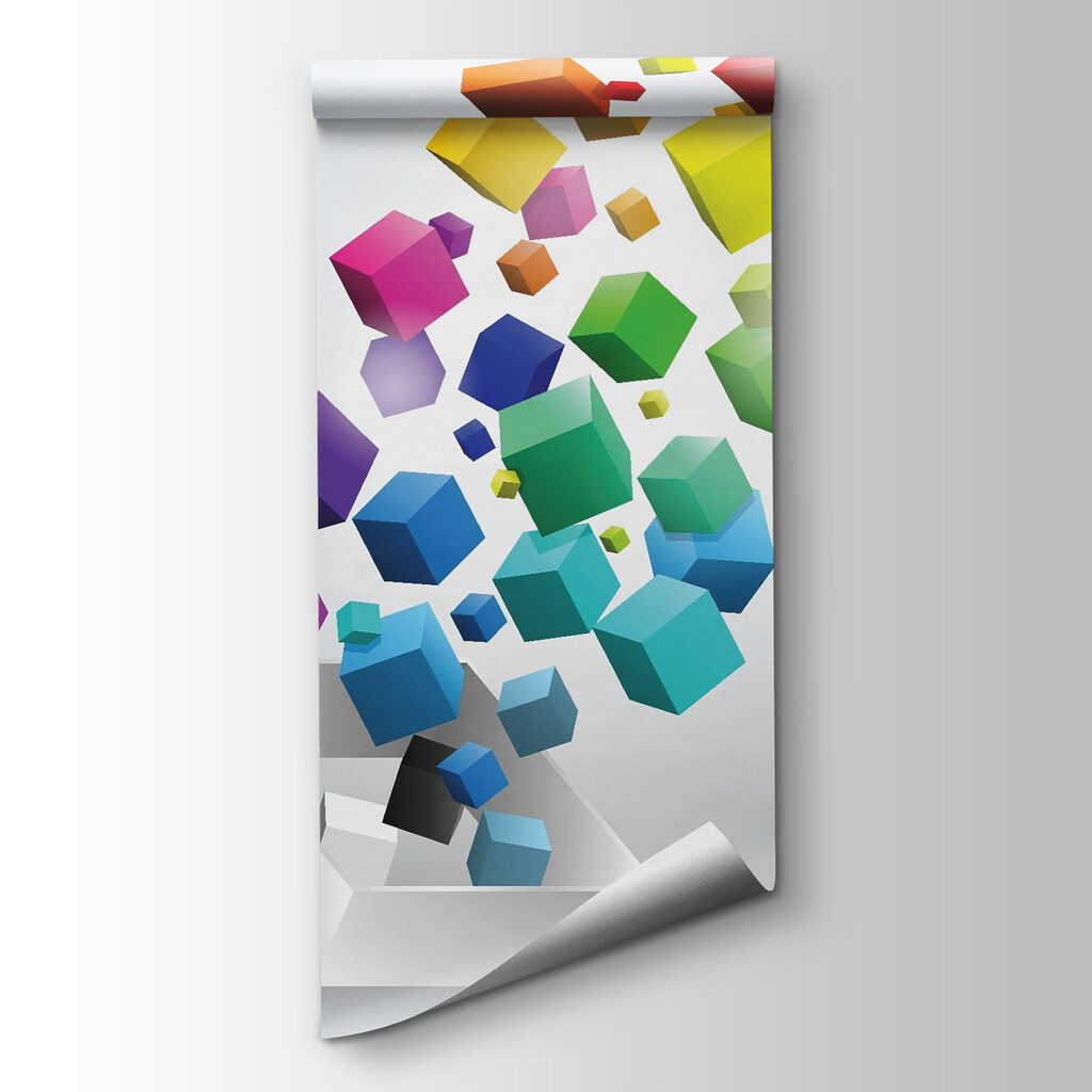 Colourful cubes floating up — product view