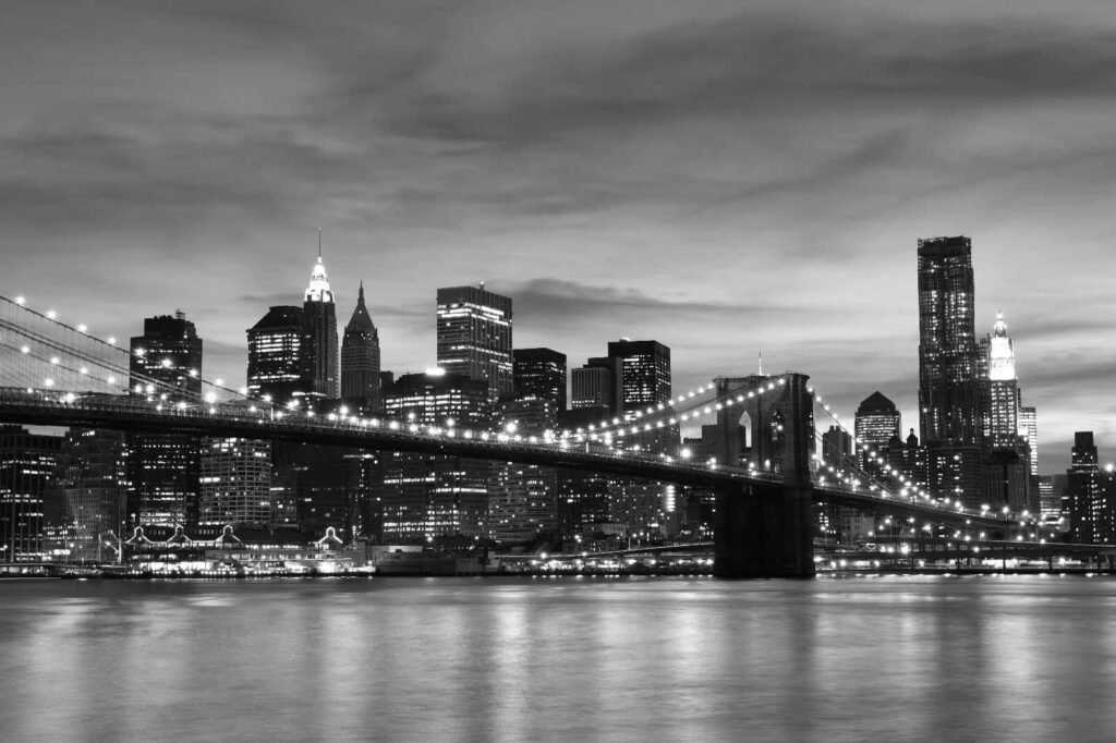 Suspension bridge at night — full design