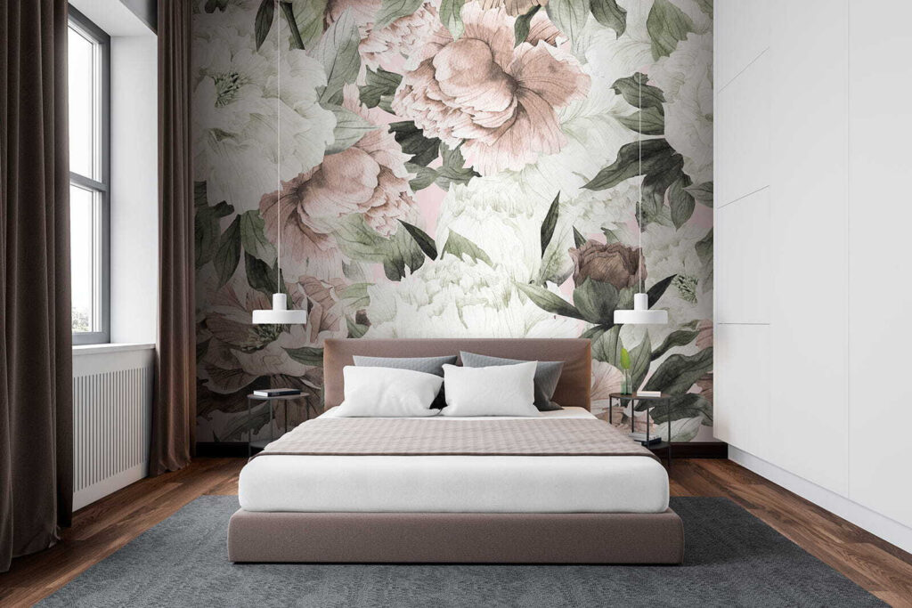 White and old-rose flowers — interior 2