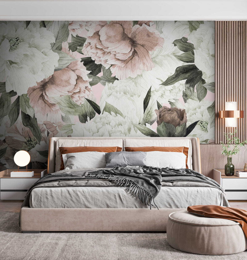 White and old-rose flowers — interior 4
