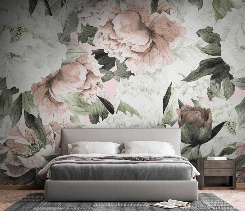 White and old-rose flowers — interior 5