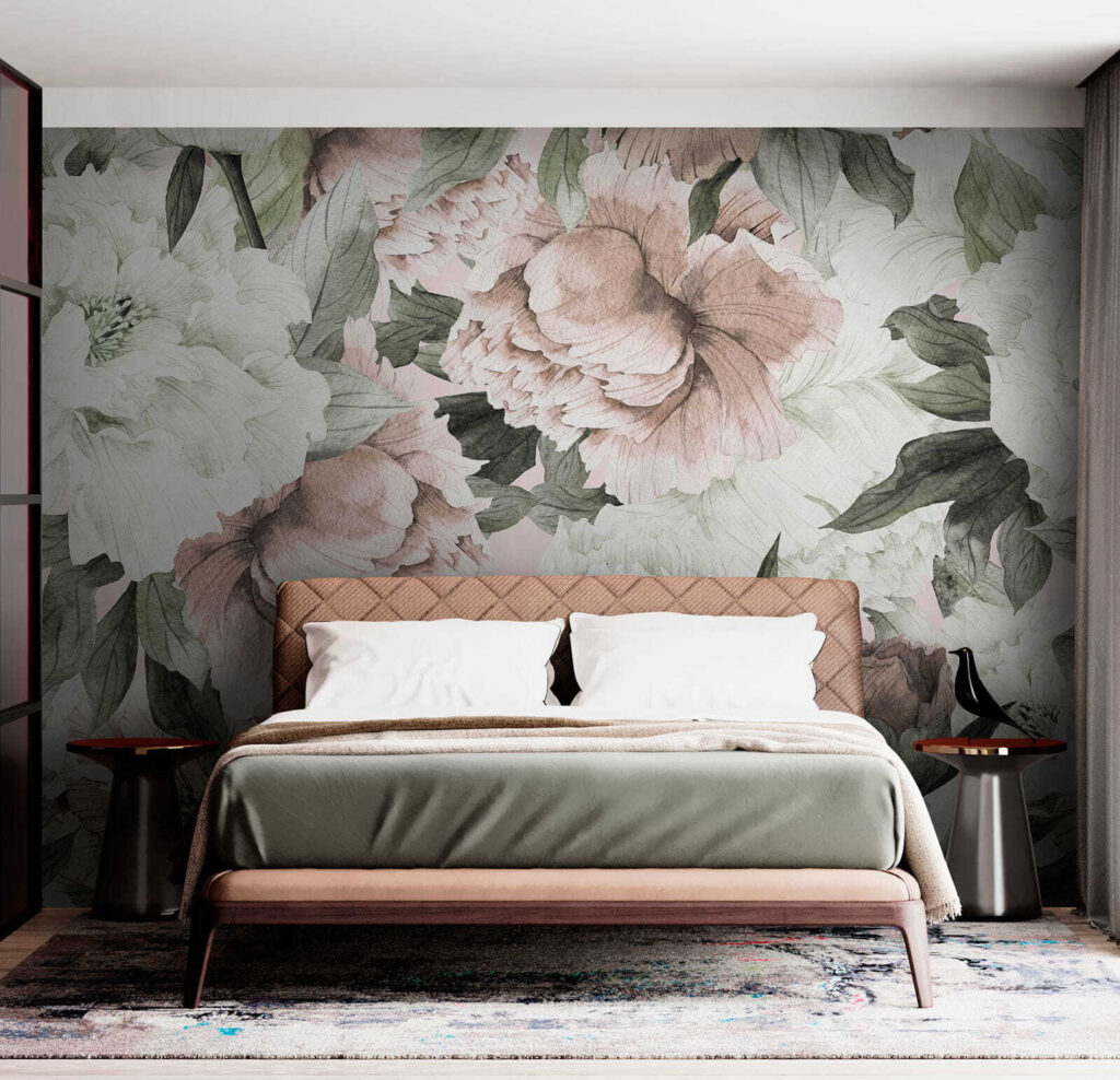 White and old-rose flowers — interior 6