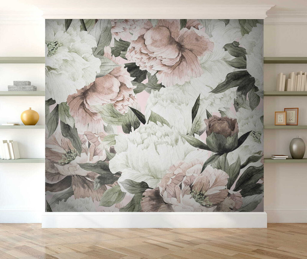 White and old-rose flowers — interior 7